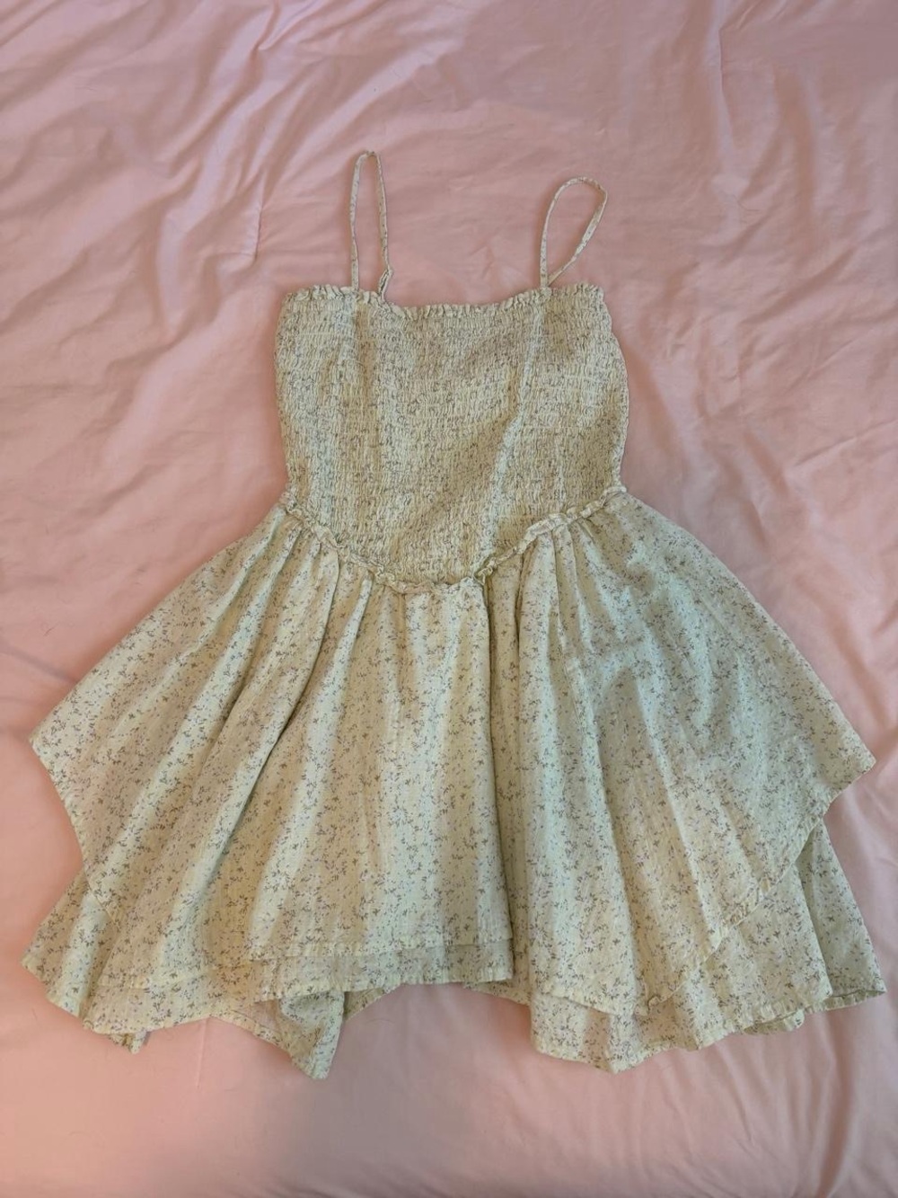 Girls green Floral Smocked Bodice Sundress